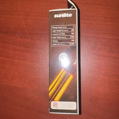 Sunlite LED filament chandelier bulb 4W=40W torpedo clear dim 2700K in black orange pack