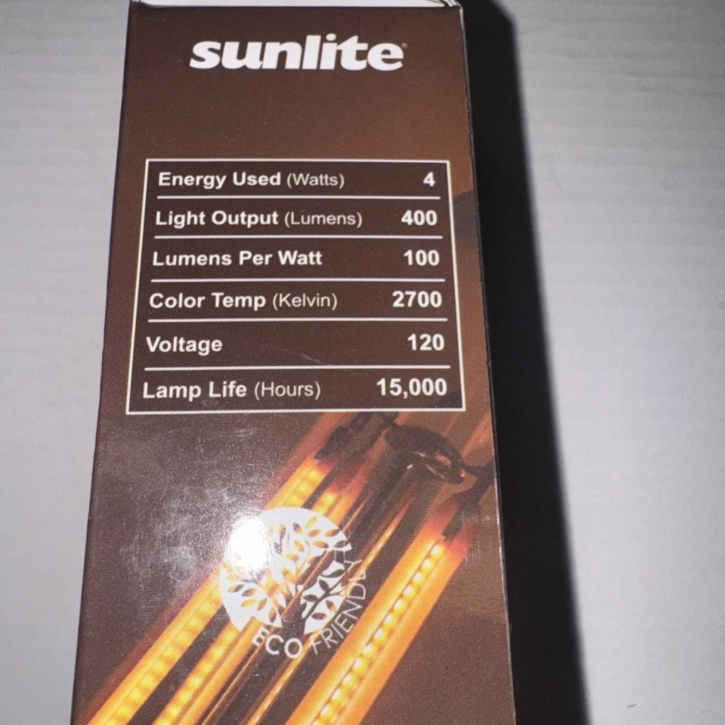 Sunlite LED filament chandelier bulb 4W 2700K in brown box