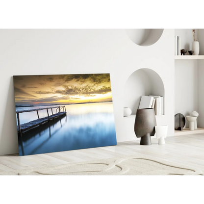 Sunset Pier Canvas Wall Art Print Golden Hour Reflection | Modern Wall Art Decor | vintageantiquesgifts.com