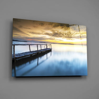 Sunset Pier Canvas Wall Art Print Golden Hour Reflection | Glass Wall Art Print | vintageantiquesgifts.com