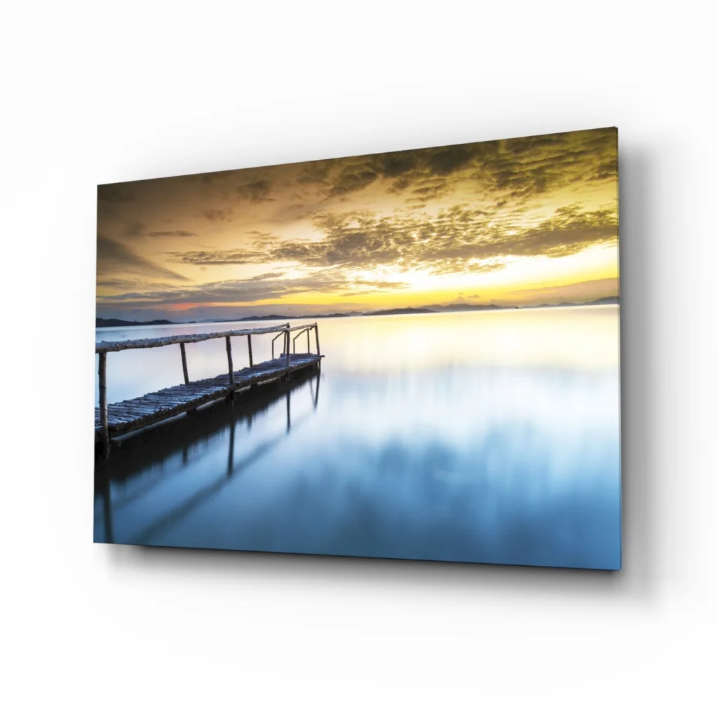 Sunset Pier Canvas Wall Art Print Golden Hour Reflection | Insigneart USA | vintageantiquesgifts.com