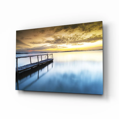 Sunset Pier Canvas Wall Art Print Golden Hour Reflection | Insigneart USA | vintageantiquesgifts.com
