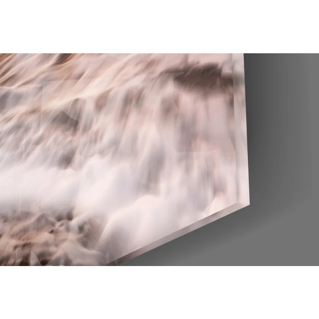 Textured sunset beach waves wall art panel in beige brown marble tones