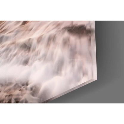 Textured sunset beach waves wall art panel in beige brown marble tones