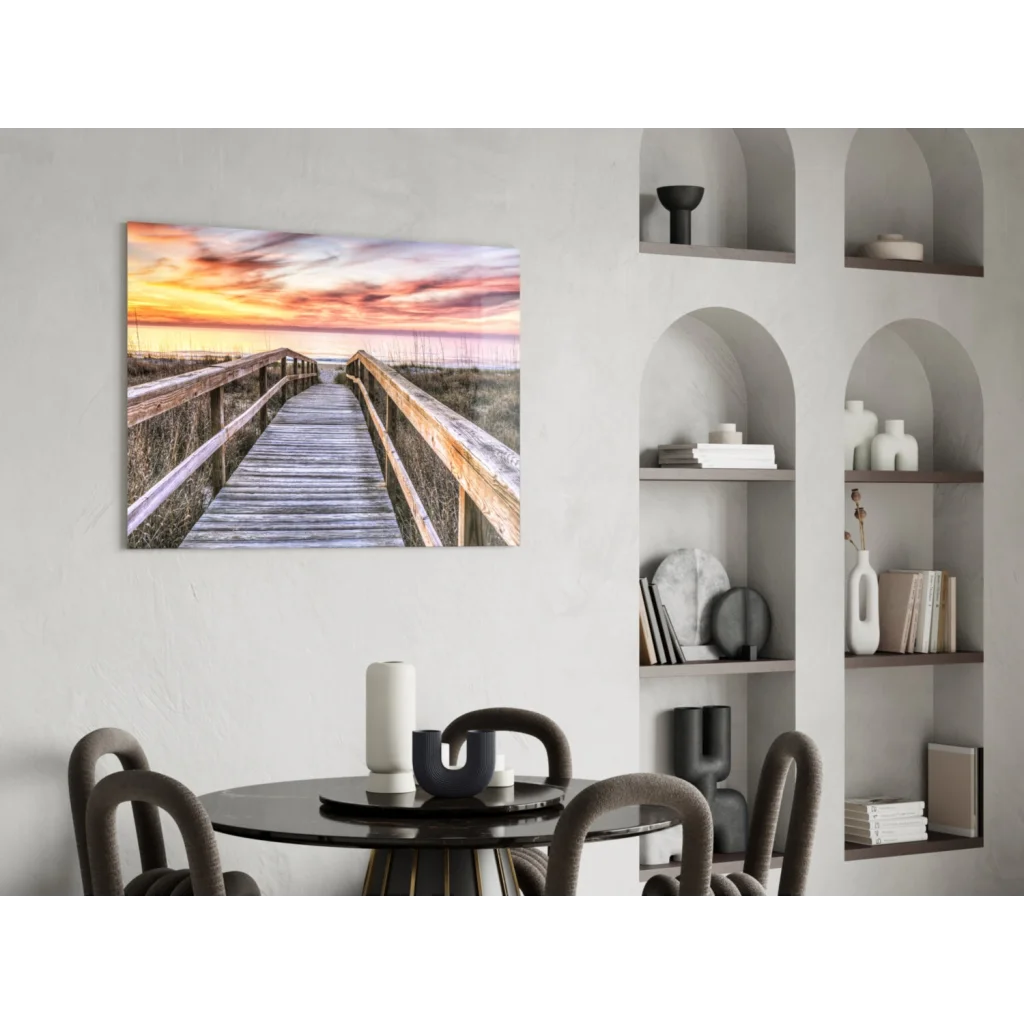 Stunning sunset boardwalk canvas wall art print