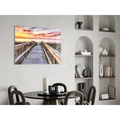 Stunning sunset boardwalk canvas wall art print