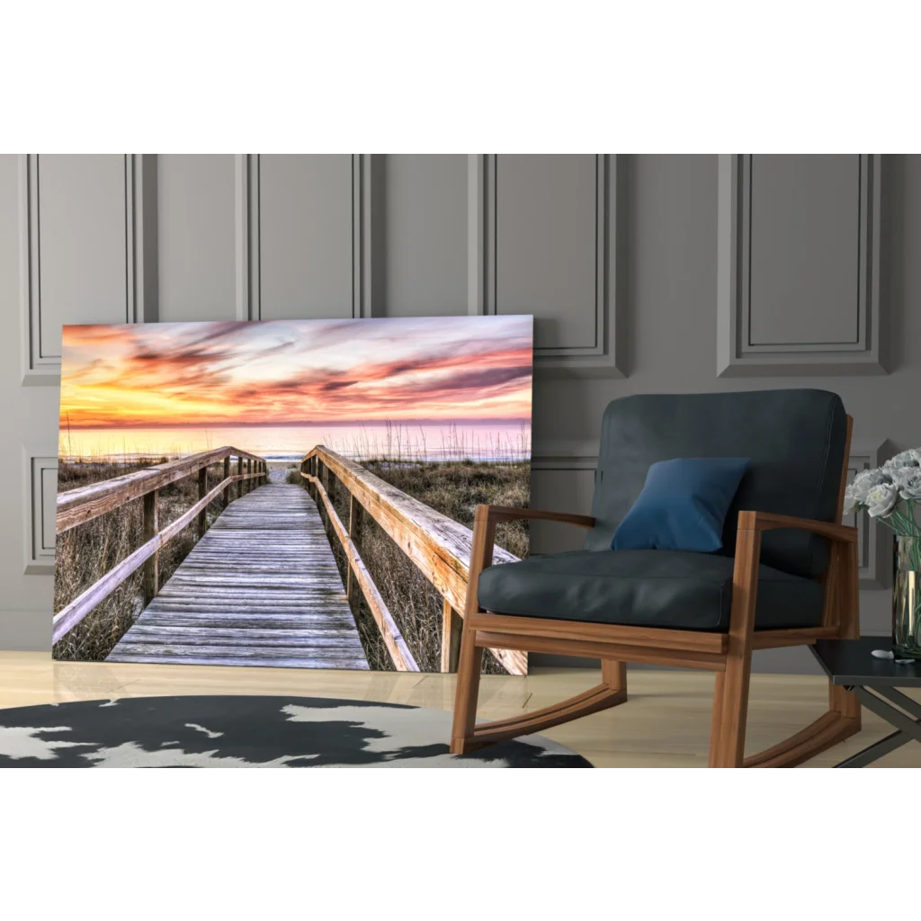 Stunning sunset boardwalk canvas wall art print