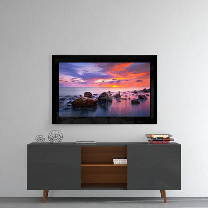 Twilight Coastal Glass Wall Art with Stunning Sunset Colors | Contemporary Home Wall Art | vintageantiquesgifts.com