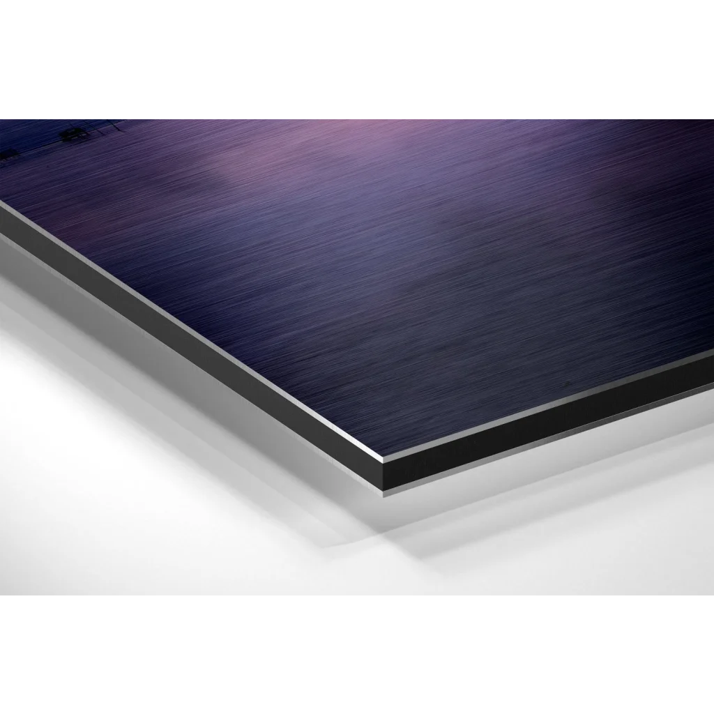 Stunning brushed aluminium dibond twilight boat art print