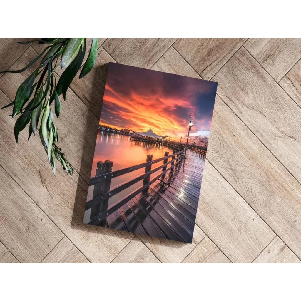 Stunning Sunset Pier Insigne Aluminum Prints for Your Walls | Modern Wall Art Decor | vintageantiquesgifts.com