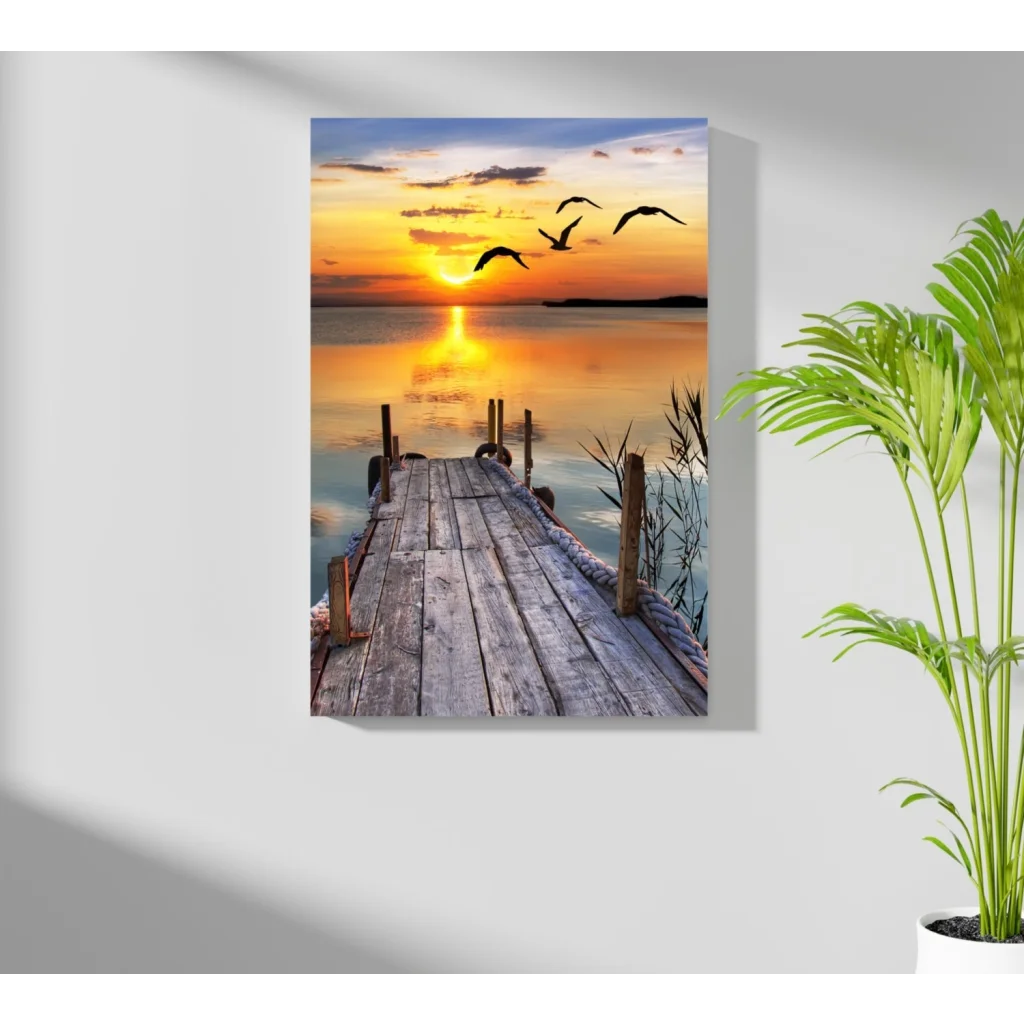 Stunning sunset dock on insigne aluminum prints