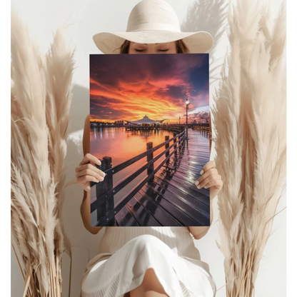 Stunning Sunset Pier Insigne Aluminum Prints for Your Walls | Contemporary Home Wall Art | vintageantiquesgifts.com
