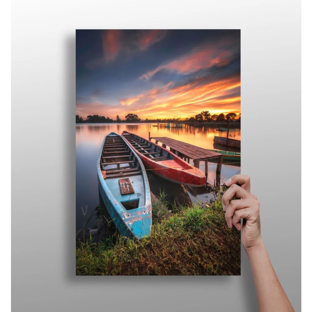 Sunset Canoes at the Dock Canvas Print | Insigneart USA | vintageantiquesgifts.com