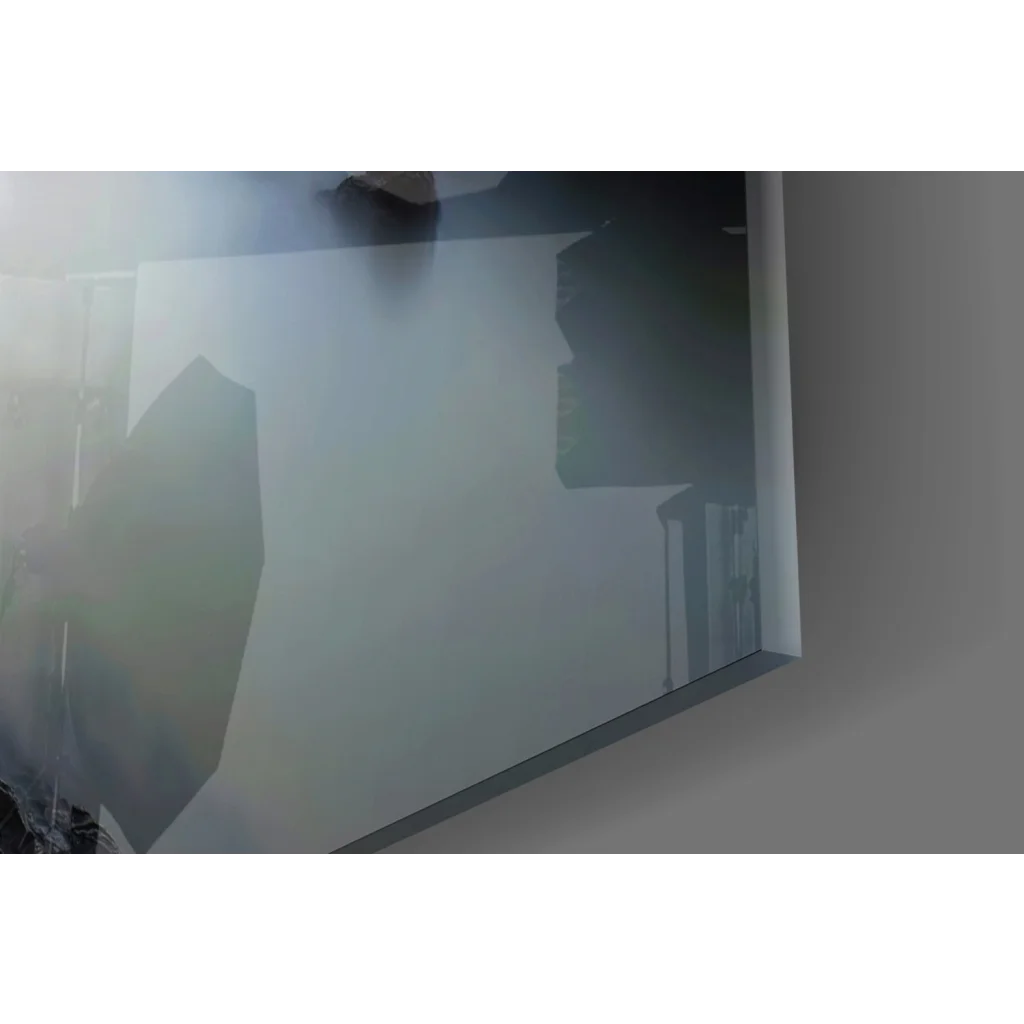 Sleek minimalist black-framed glass wall art mirror