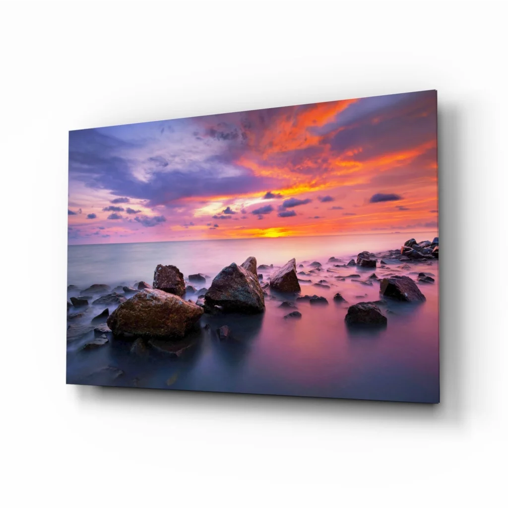 Stunning Sunset Seascape Glass Wall Art Print | Insigneart USA | vintageantiquesgifts.com