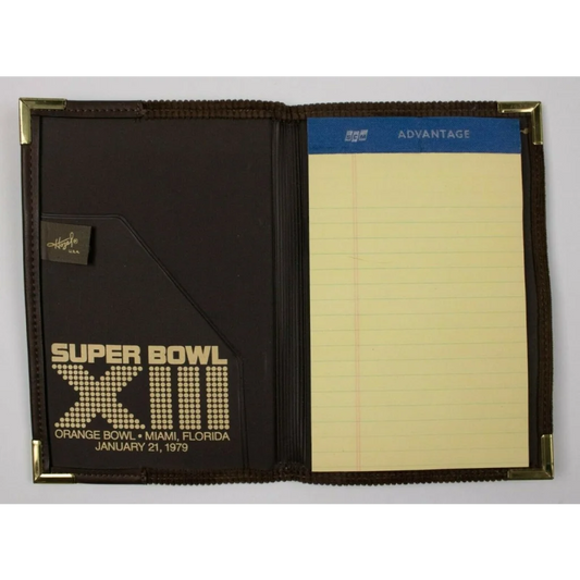 Vintage Super Bowl XIII 1970s game day program in briefcase bag folio