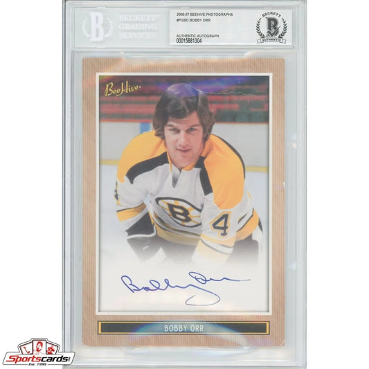 Rare Bobby Orr Upper Deck Bee Hive autographed card in action