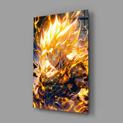 Super Saiyan Golden Flames Dragon Ball Z Wall Art Canvas Print