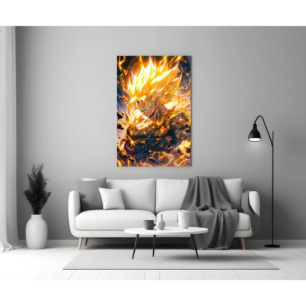 Super Saiyan Golden Flames Dragon Ball Z wall art canvas print