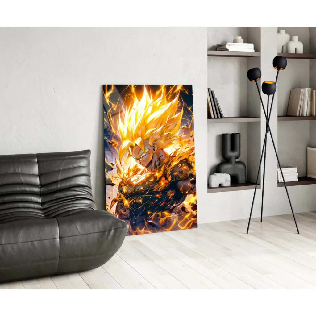 Super Saiyan golden flames Dragon Ball Z fire dragon wall art canvas print