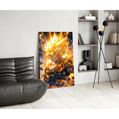 Super Saiyan golden flames Dragon Ball Z fire dragon wall art canvas print