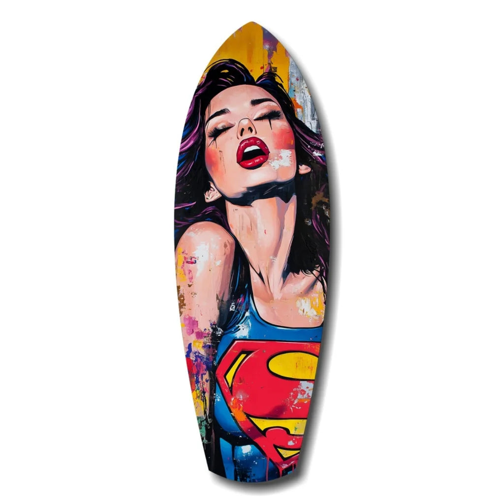 Vibrant Pop Art Superhero Tempered Glass Wall Art | Insigneart USA | vintageantiquesgifts.com