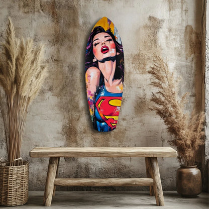 Vibrant Pop Art Superhero Tempered Glass Wall Art | Modern Wall Art Decor | vintageantiquesgifts.com