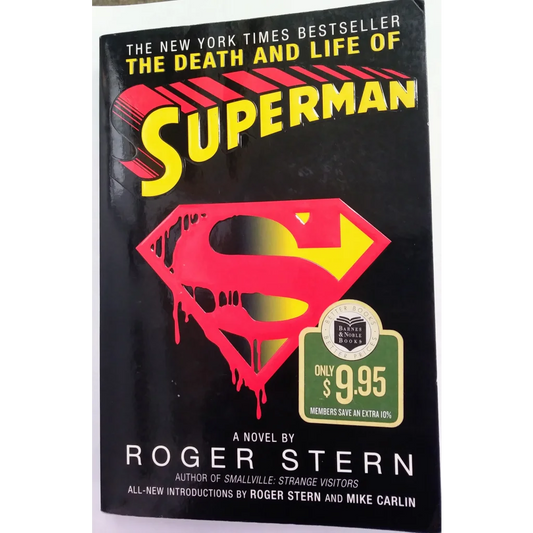 Superman Death and Life novel cover with dripping red S logo on black
