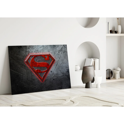 Distressed Superman Logo Metal Wall Art Canvas Print | Modern Wall Art Decor | vintageantiquesgifts.com