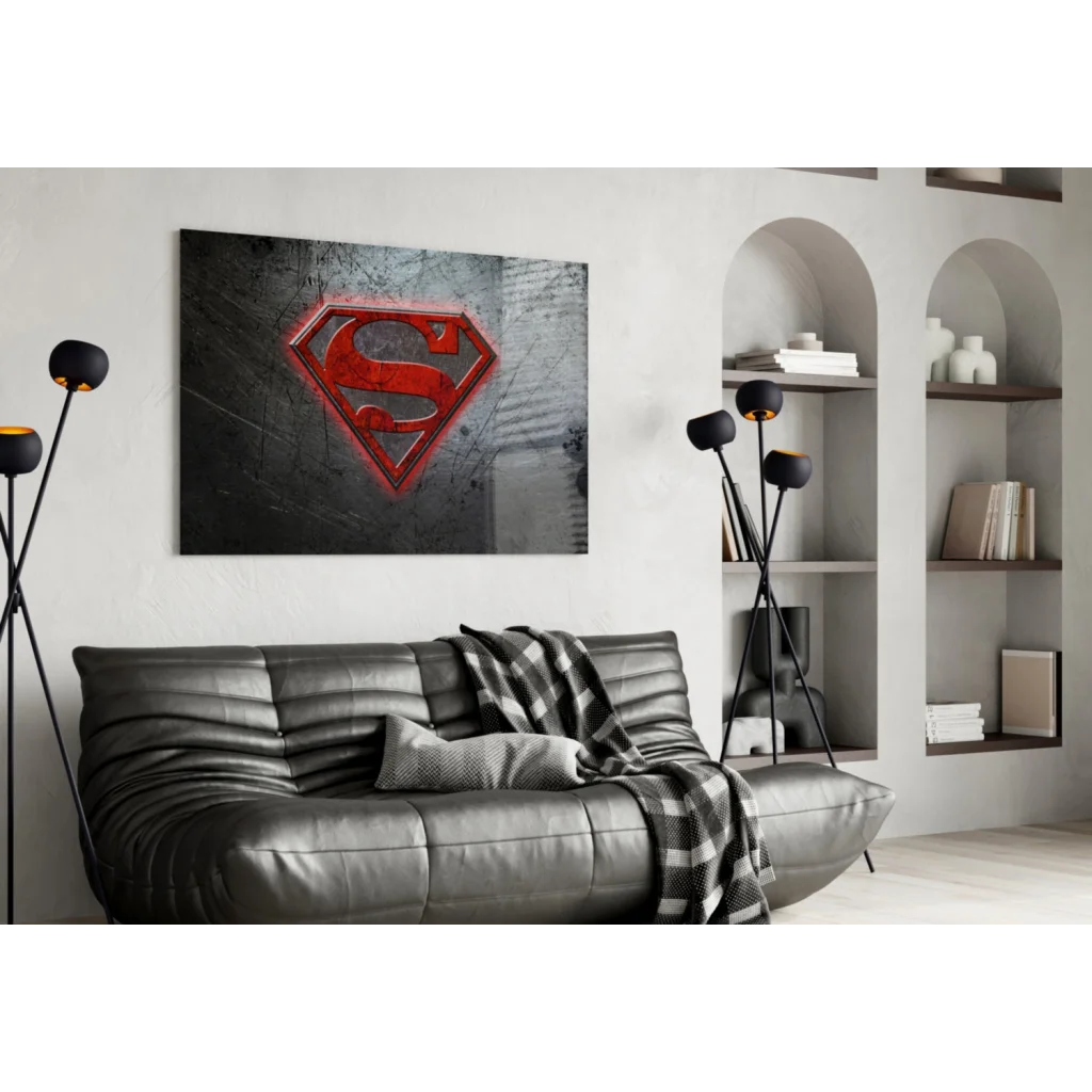 Distressed Superman Logo Metal Wall Art Canvas Print | Contemporary Home Wall Art | vintageantiquesgifts.com
