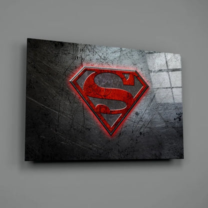 Distressed Superman Logo Metal Wall Art Canvas Print | Glass Wall Art Print | vintageantiquesgifts.com