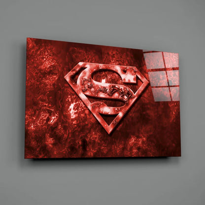 Red metallic Superman logo canvas wall art for your space