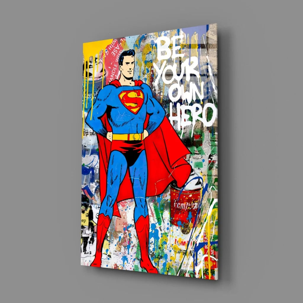 Superman graffiti canvas wall art in bold street style colors