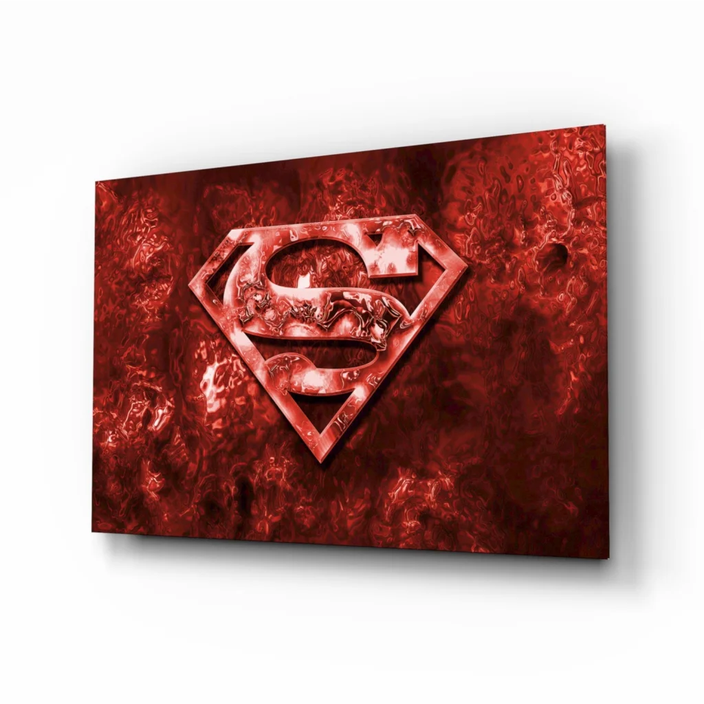 Red metallic Superman logo canvas wall art for your space
