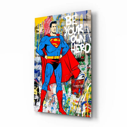 Superman graffiti wall art canvas print in bold street colors