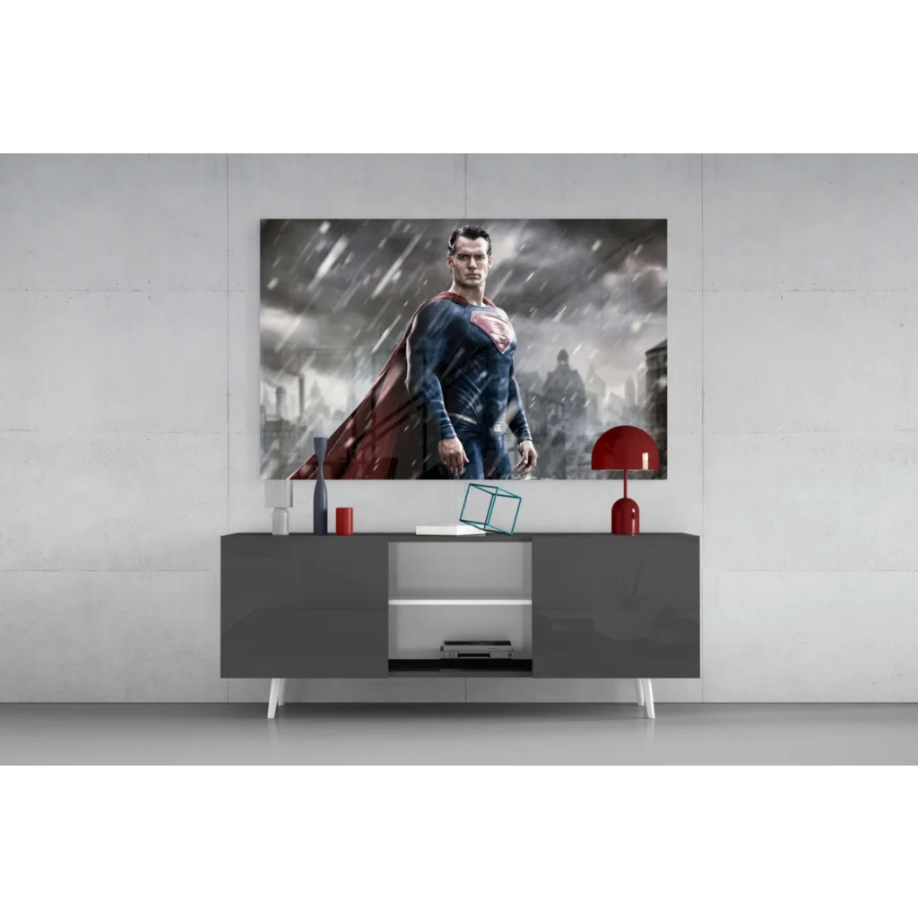 Superman Red Cape Rain 4K OLED TV wall art canvas print