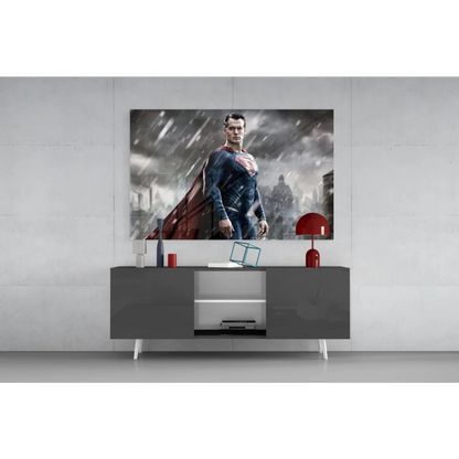 Superman Red Cape Rain 4K OLED TV wall art canvas print