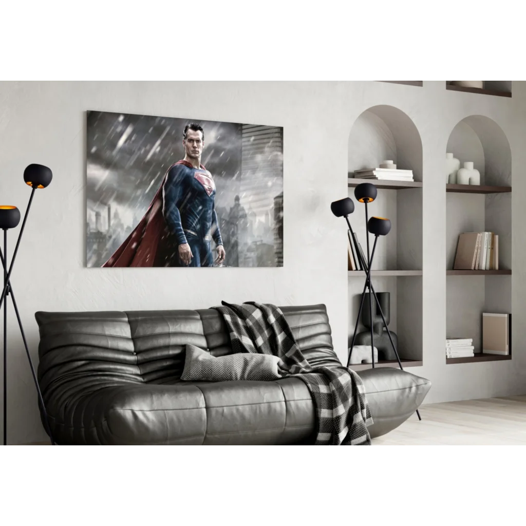 Superman red cape rain wall art canvas print