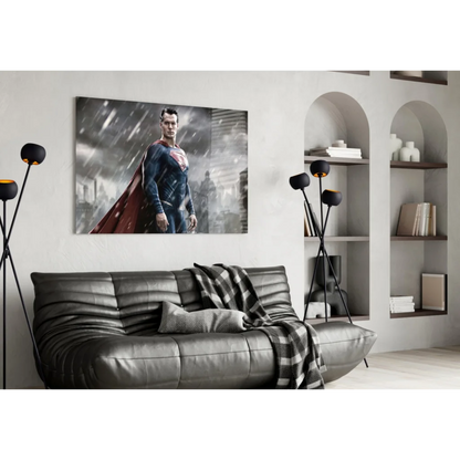 Superman red cape rain wall art canvas print