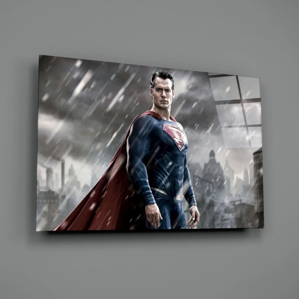 Superman Red Cape Rain wall art canvas print