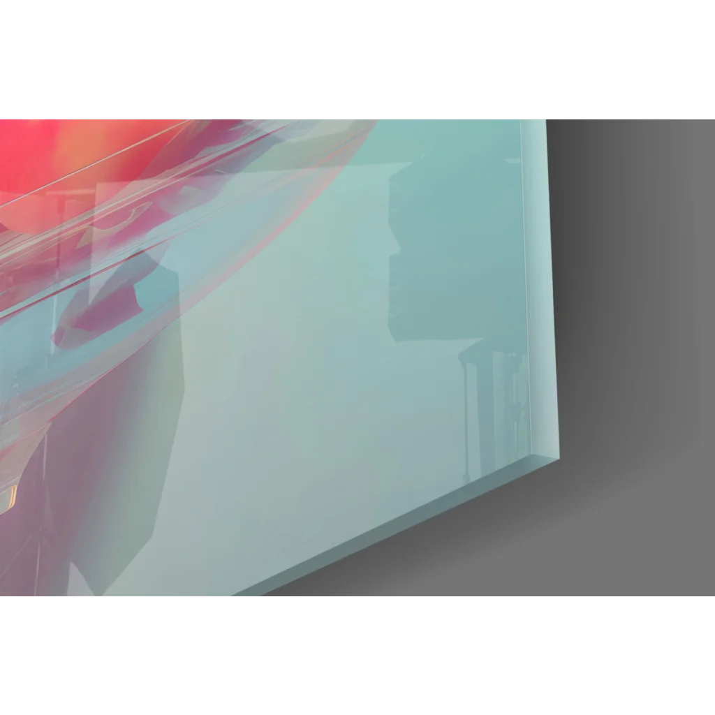 Clear glass vase with red floral design in Surreal Woman wall art print