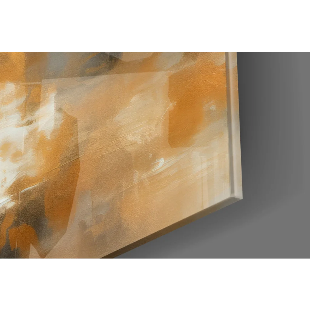 Swirling abstract canvas wall art in warm amber, gold, and cream hues