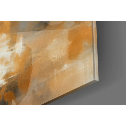Swirling abstract canvas wall art in warm amber, gold, and cream hues