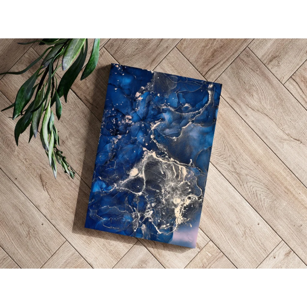 Swirling Blue and Gold Marbled Aluminum Wall Art | Modern Wall Art Decor | vintageantiquesgifts.com