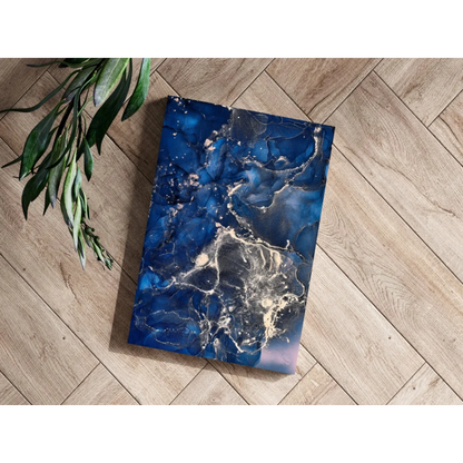 Swirling Blue and Gold Marbled Aluminum Wall Art | Modern Wall Art Decor | vintageantiquesgifts.com
