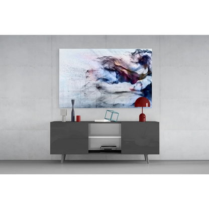 Swirling blue purple pink abstract glass wall art canvas painting