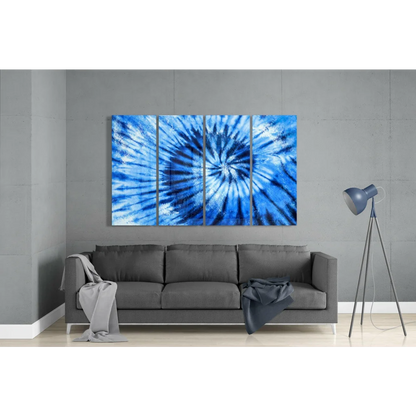 Swirling blue tie-dye glass wall art panel set of 4