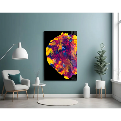 Swirling Colors Abstract Glass Wall Art on Black Canvas | Contemporary Home Wall Art | vintageantiquesgifts.com