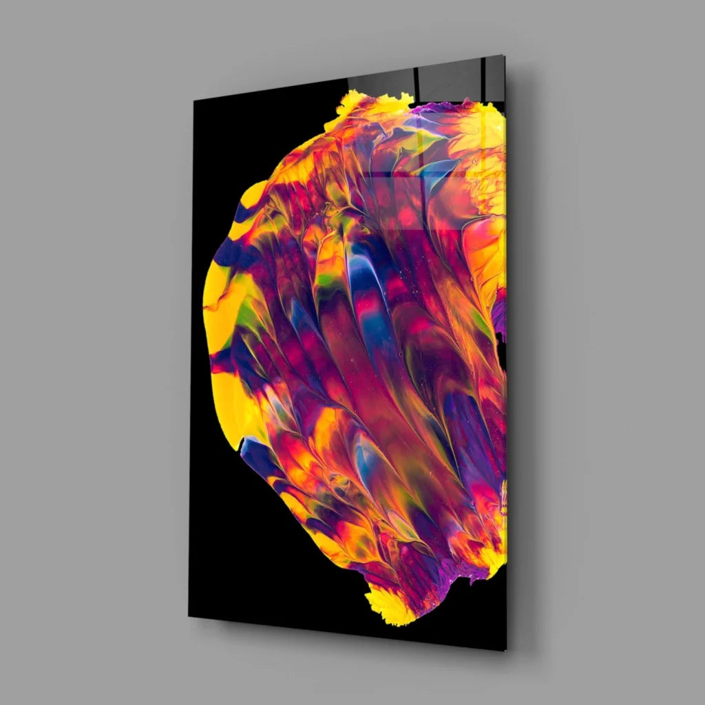 Swirling Colors Abstract Glass Wall Art on Black Canvas | Glass Wall Art Print | vintageantiquesgifts.com