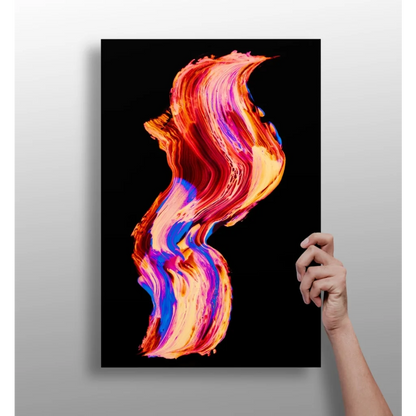 Vibrant swirling fire and ice abstract canvas print with colorful hues